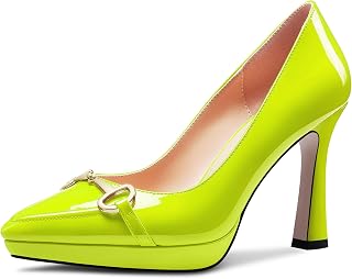 Castamere Women's High Platform Heel Heel Pointed Toe Slip-On Metal Chain Pumps Wedding Office Casual 10 CM Heels