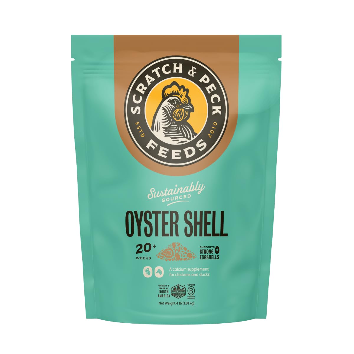 Scratch and Peck Feeds | Oyster Shell Chickens & Ducks | 4 lb Pouch | Essential 