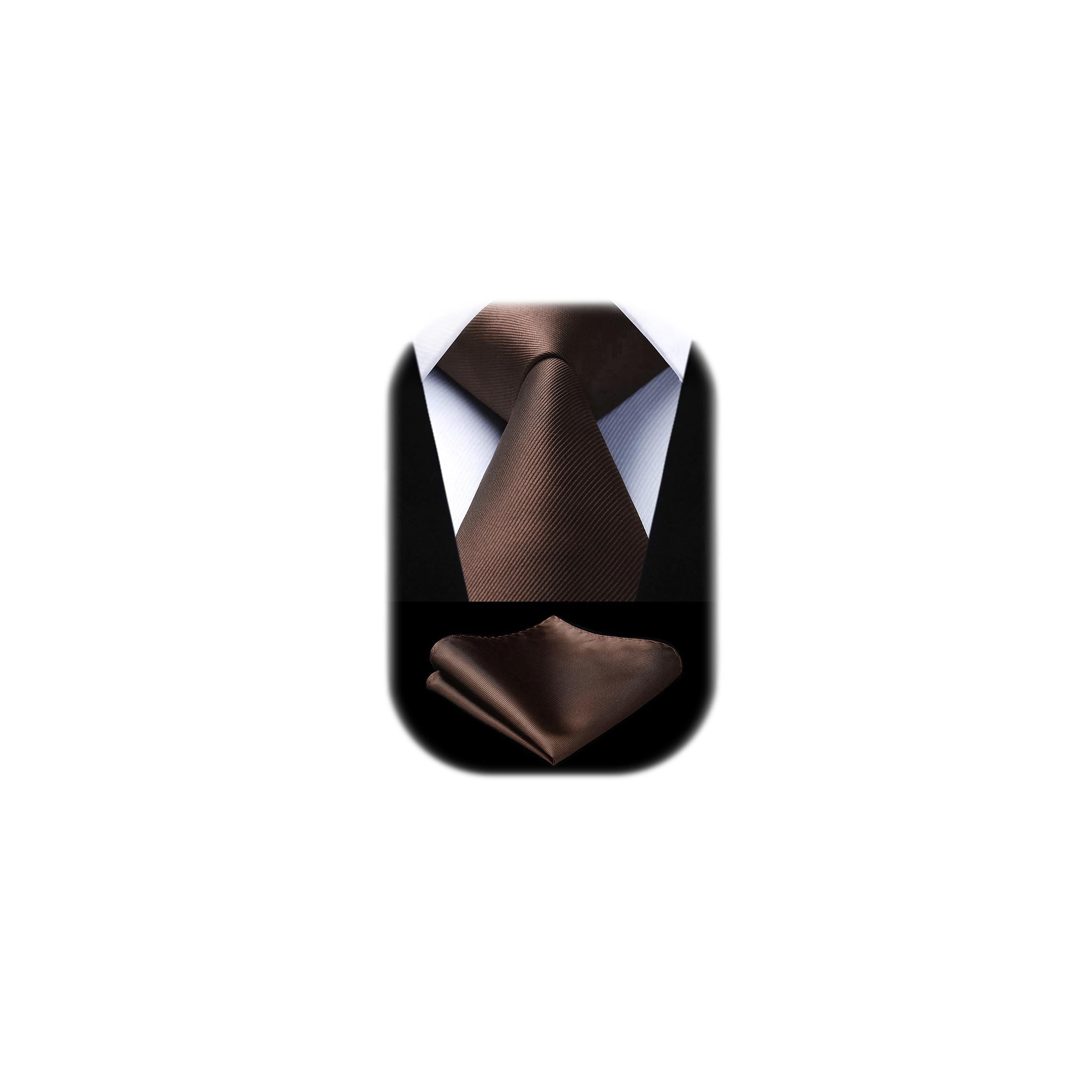 Enlision Solid Men's Wedding Ties and Pocket Square Set Plain in Various Colours