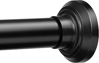 Matte Black Shower Curtain Pole 84 to 183 cm, 1 Inch Extendable Tension Rods for Curtains No Drill, Shower Rail for Bathroom, Closet, Window, Room Divider, Never Rust, Non Slip