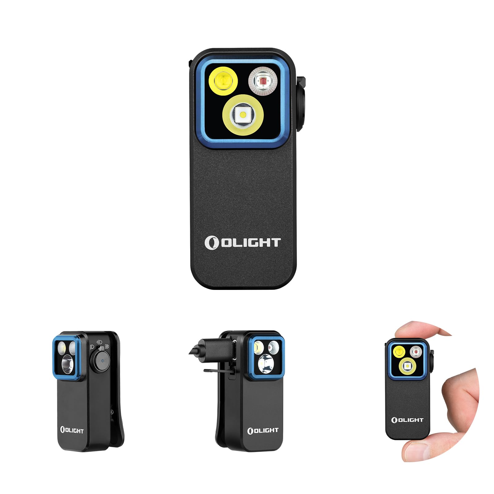 OLIGHT Oclip Pro Rechargeable EDC Clip-on Flashlight, Black | Red Light, 500 Lum