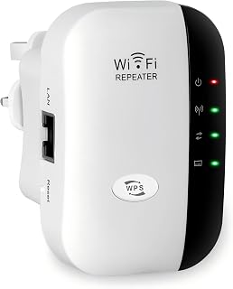 Luosifen 2026 WiFi Extender, WiFi Booster, WiFi Repeater, Covers Up to 3980 Sq.ft and 45 Devices, Internet Booster - with Ethernet Port, Quick Setup, Home Wireless Signal Booster, UK plug