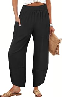 ANRABESS Womens Wide Leg Palazzo Capri Barrel Pants Cropped Trousers