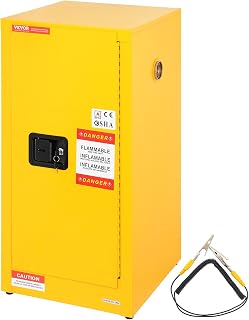 VEVOR Flammable Cabinet, 18" x 18" x 35", Yellow | Galvanized Steel, Safety Cabinet, Adjustable Shelf, Commercial, Industrial, Home Use