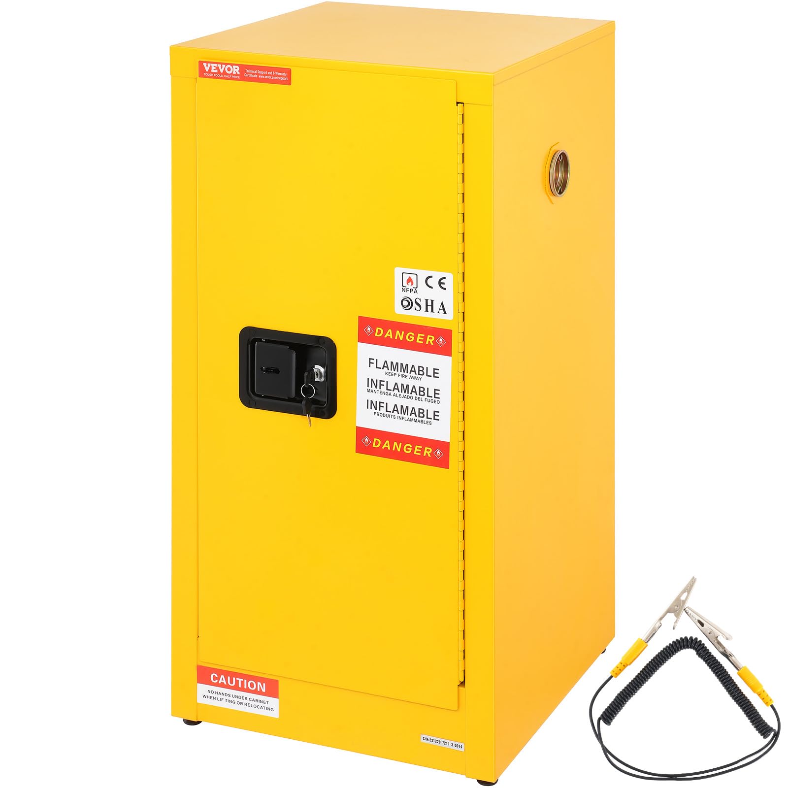 VEVOR Flammable Cabinet, 18" x 18" x 35", Yellow | Galvanized Steel, Safety Cabi
