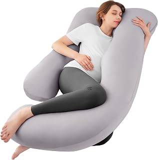 Sasttie Cooling Pregnancy Pillows for Sleeping, 57'' Full Body Pillow | Light Grey Maternity Pillow, OEKO-TEX, Down Alternative, Removable Cover, Pregnant Women Must Haves, Maternity Essential