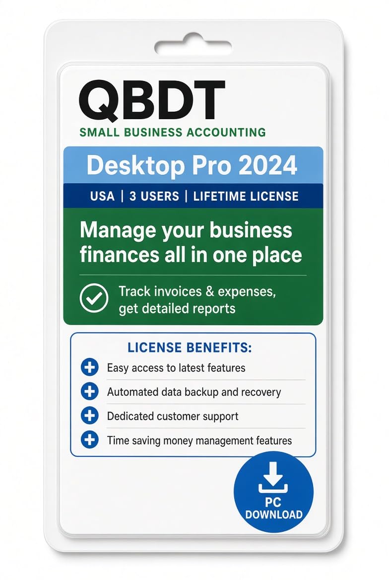 Quick-Book Desktop Pro Plus 2024 for Windows PC | 3 Users | Lifetime | NO DVD | 