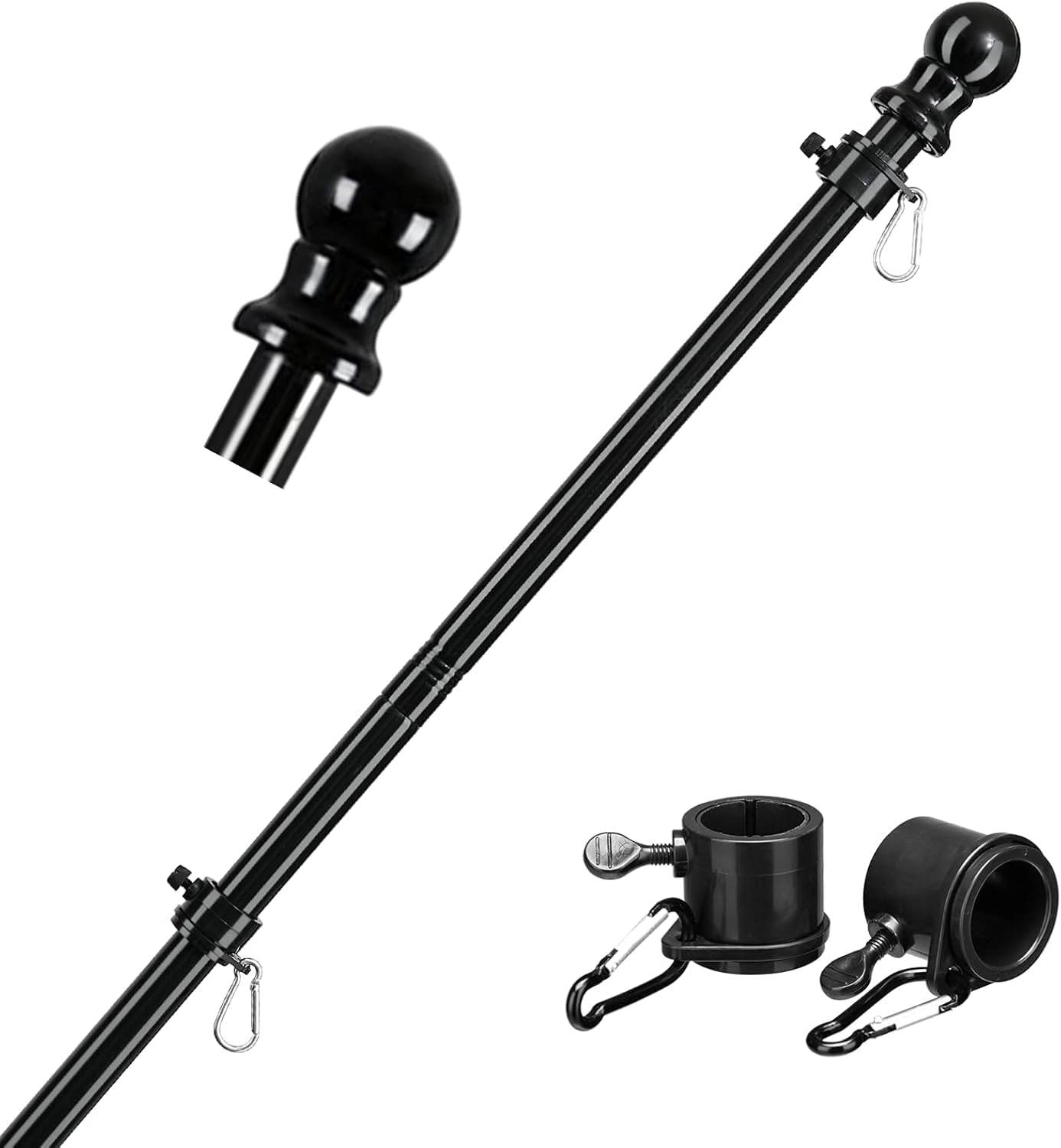 Flag Pole for Outside House, 1" Dia , 2 Tangle Free Rings,Heavy Duty Metal | Hea