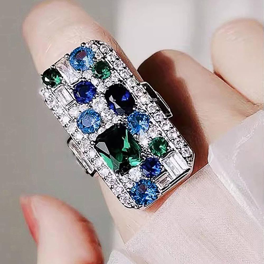 Women Fashion Geometric Shape Cubic Zirconia Ring