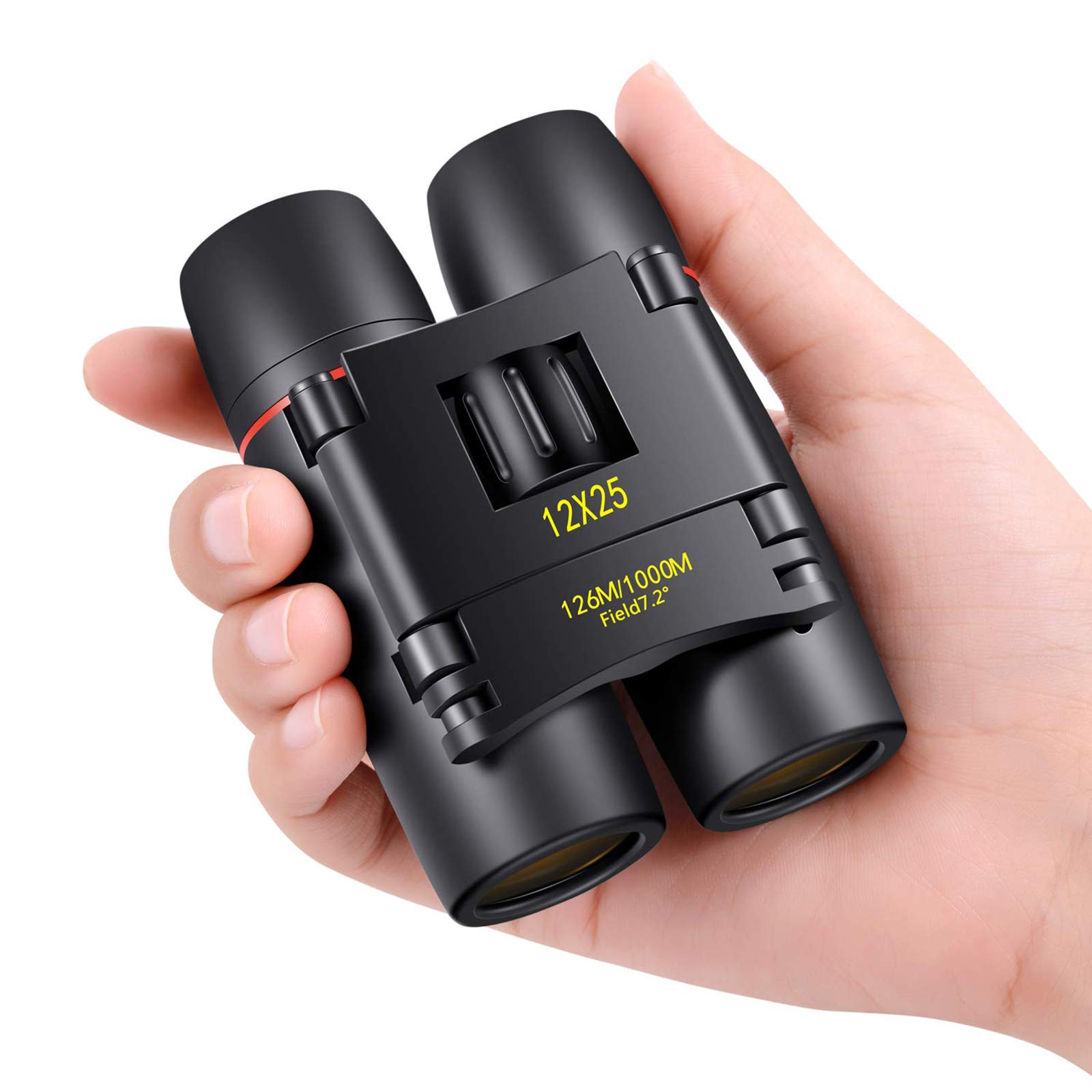 POLDR 12X25 Small Pocket Binoculars Compact for Adults | Mini Portable, Easy Foc