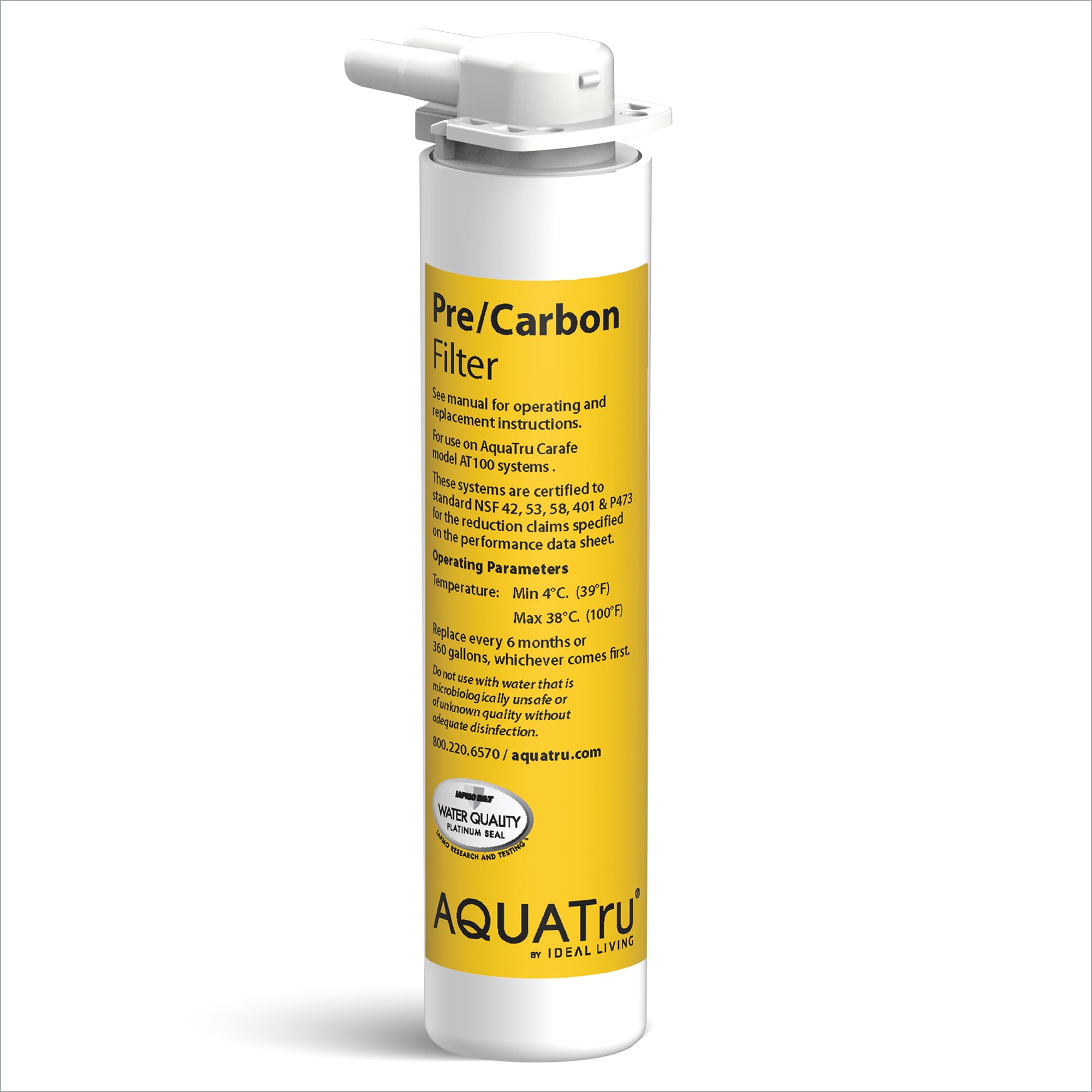 AquaTru Carafe AT100 2-Stage Pre/Carbon Filter | Reduces Sand, Silt, Sediment, R