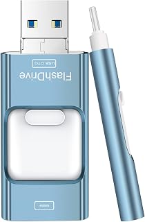 Flash Drive for Phone 256GB, 4 in 1 USB Type C Memory Stick, Photo Stick External Storage Thumb Drive for Phone Pad Android Computer, Sky Blue