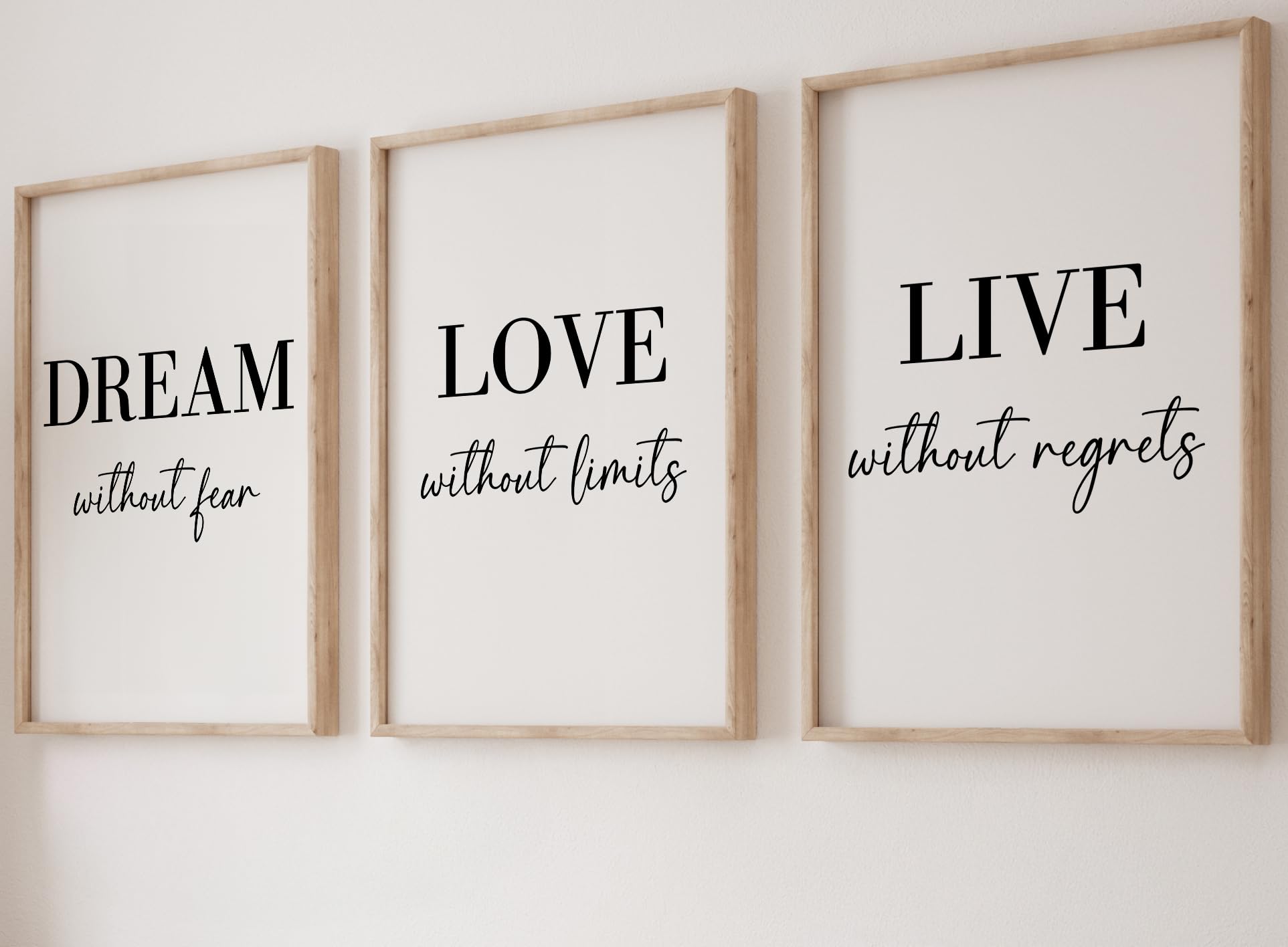 Dream Love Live Quotes set of 3 Unframed Prints, Home Decor Wall Art, Dream With