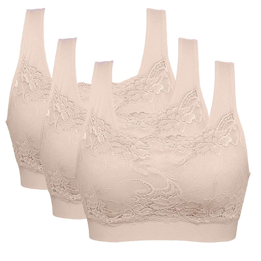 Litthing Women's Sports Bras Padded Lace Without Underwire Seams
