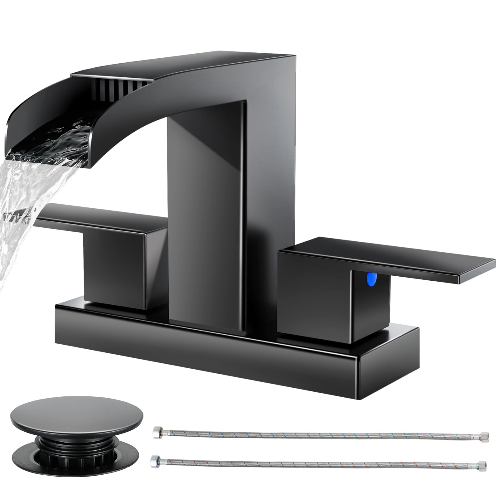 Cobbe Waterfall Bathroom Faucet, Matte Black 4 Inch Centerset 2 or 3 Hole | Bath