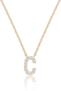 PAVOI Initial Necklace for Women, 14K Gold Plated Cubic Zirconia Pendant