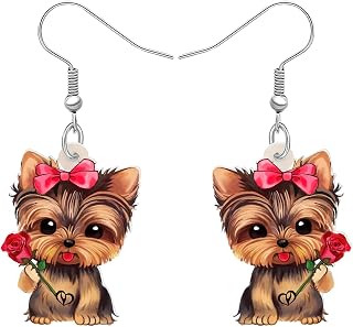 Acrylic Cute Bow Yorkshire Terrier Earrings Dangle Yorkie Jewelry Women Dog Mom Valentine Gift Charm
