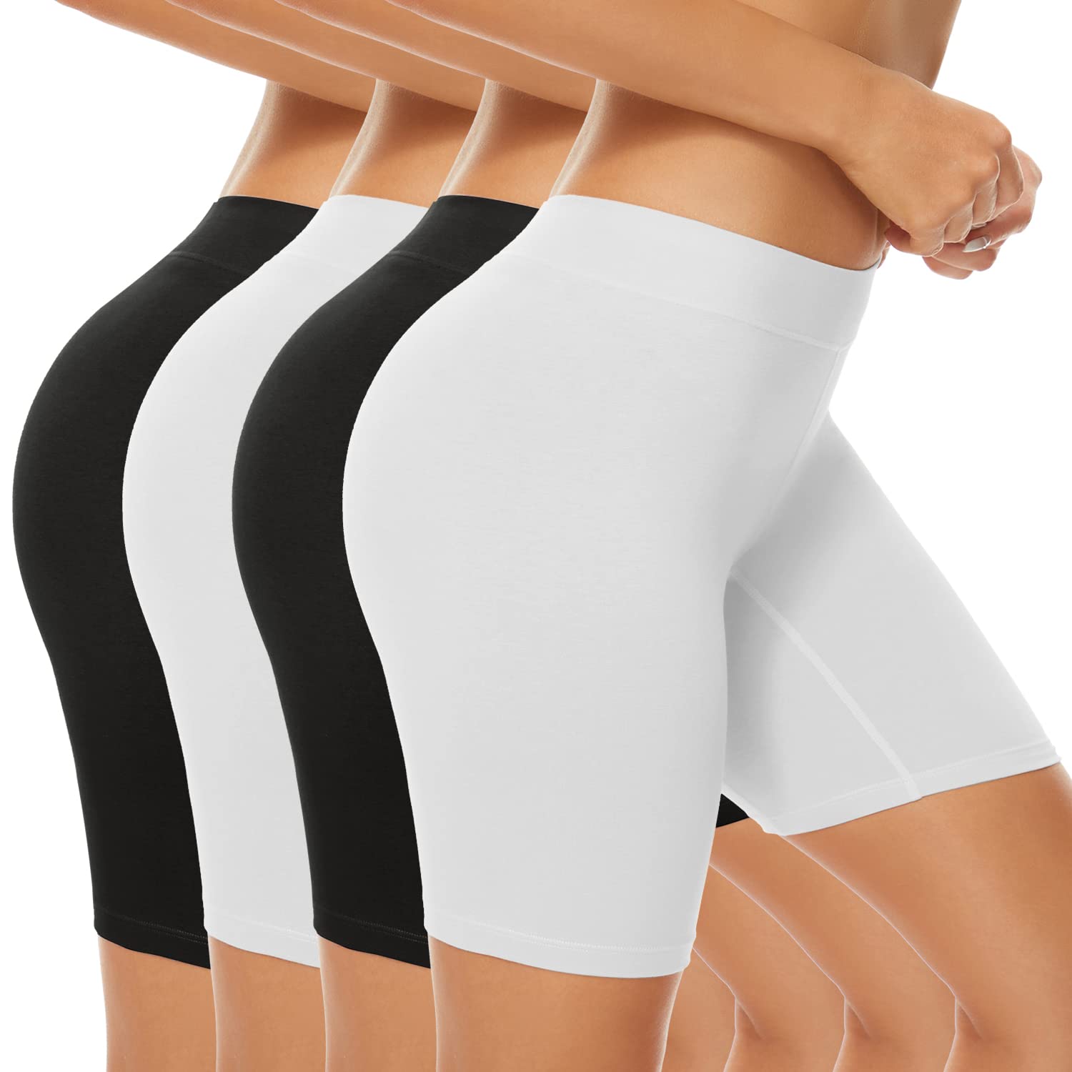 POKARLA 4 Pack Women's Cotton Underwear Boxer Shorts Anti Chafing Bike Shorts Bo