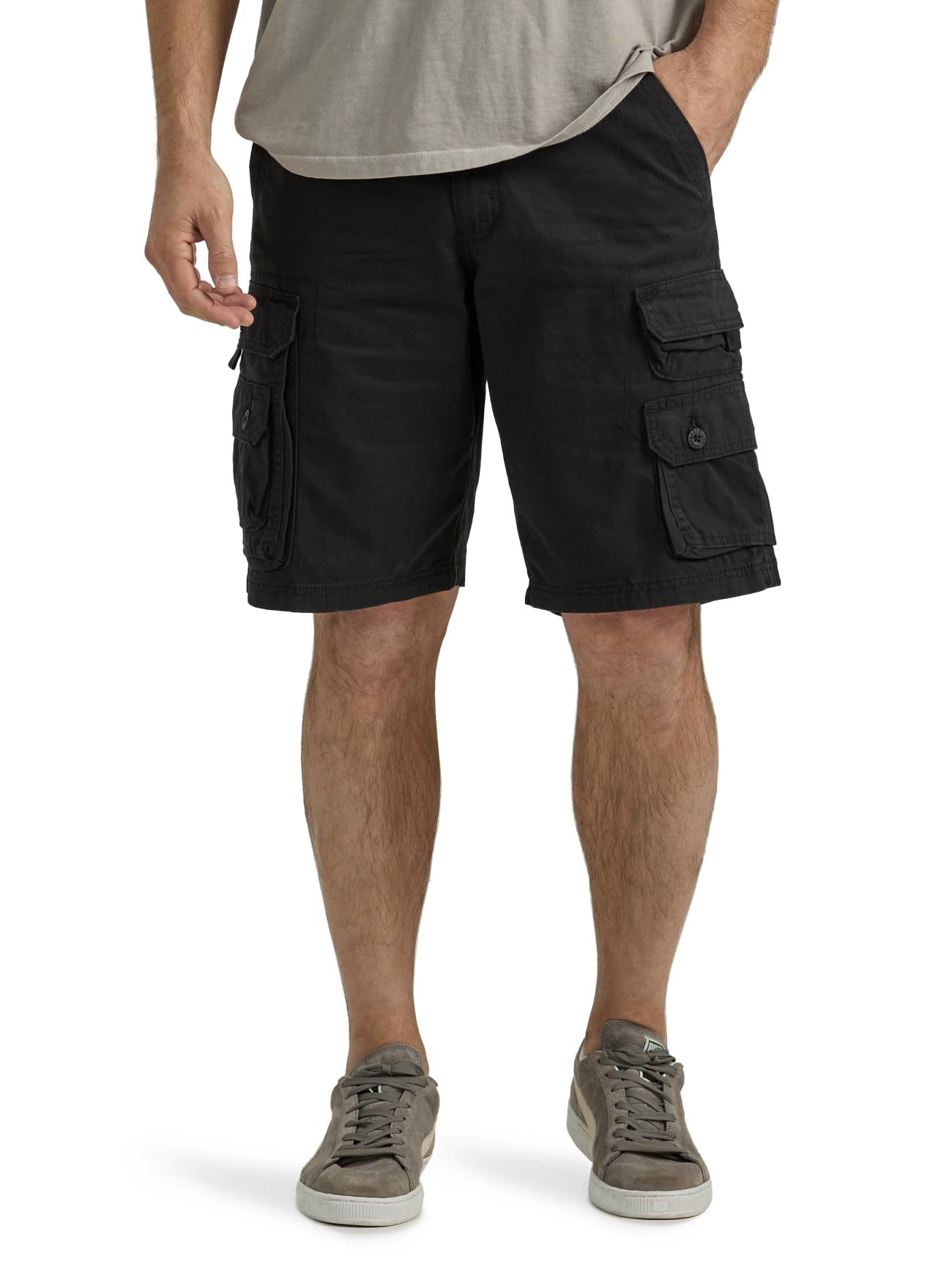 Lee Men's Dungarees Belted Wyoming Cargo Short, Black, 33