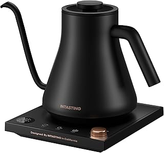 INTASTING Gooseneck Electric Kettle, ±1℉ Temperature Control, 0.9L, Black | Stainless Steel Inner, Quick Heating, for Pour Over Coffee, Brew Tea, Boil Hot Water, 30 oz