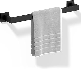 HITSLAM Towel Bar 18 Inch for Bathroom, 2-Section Easy Assembly Design, SUS304 Stainless Steel Towel Holder, Wall Mounted Towel Rack, Matte Black(Total Length 19.8 Inch)
