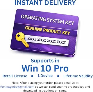 Operating System Key Compatible with Win10Pro, Retail License, Lifetime Digital Key [Instant Online Delivery]