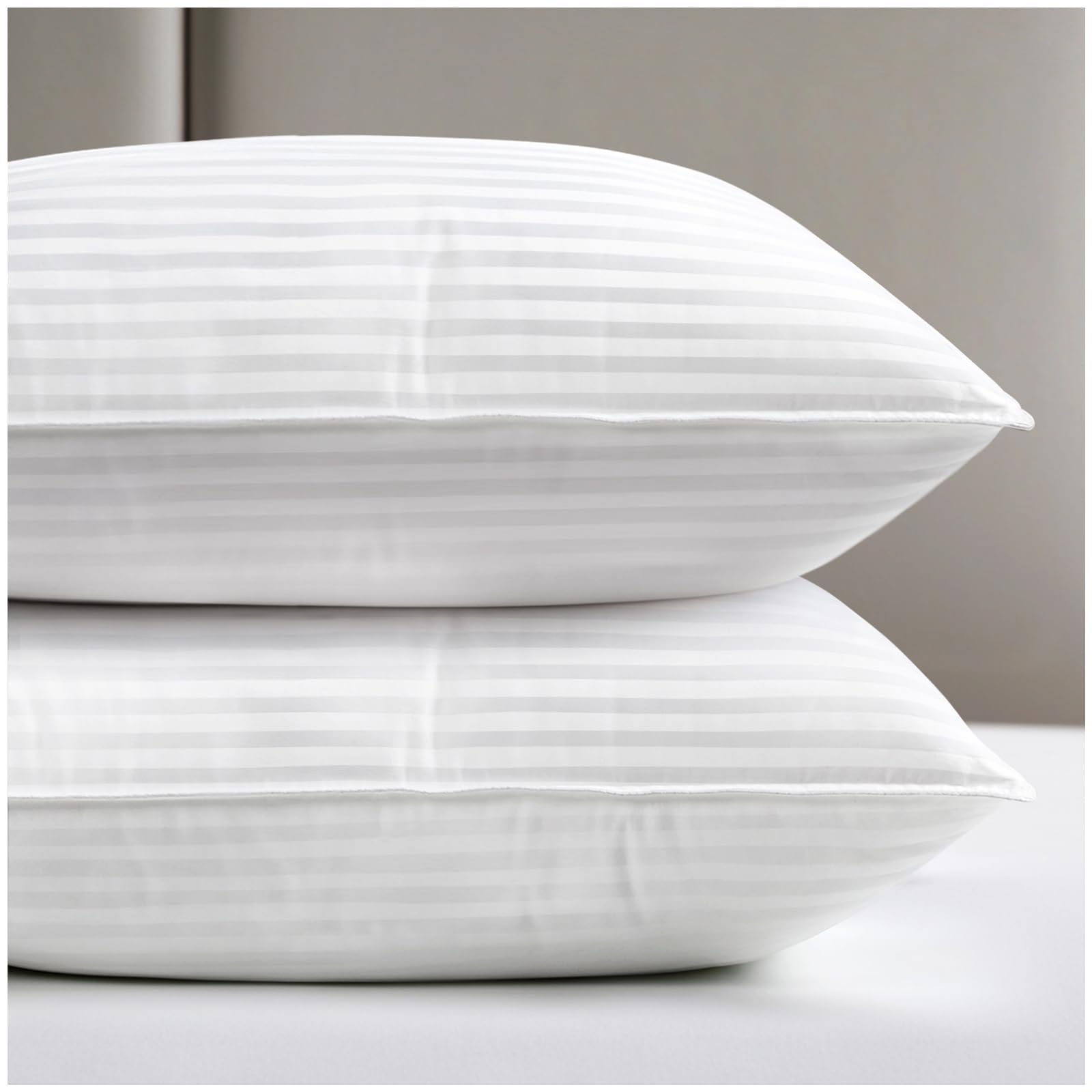 viewstar King Size Pillows 2 Pack, Soft Support, Striped White-Soft