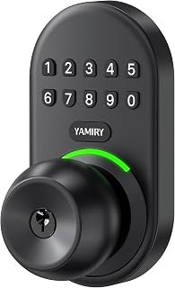 Keypad Smart Door Knob Lock, Yamiry Keyless Entry Digital Lock with Handle | Electronic Code Knob for Front Door, Easy Installation, 20 User Codes & 2 Backup Keys, Auto Lock, Backlit Keypad