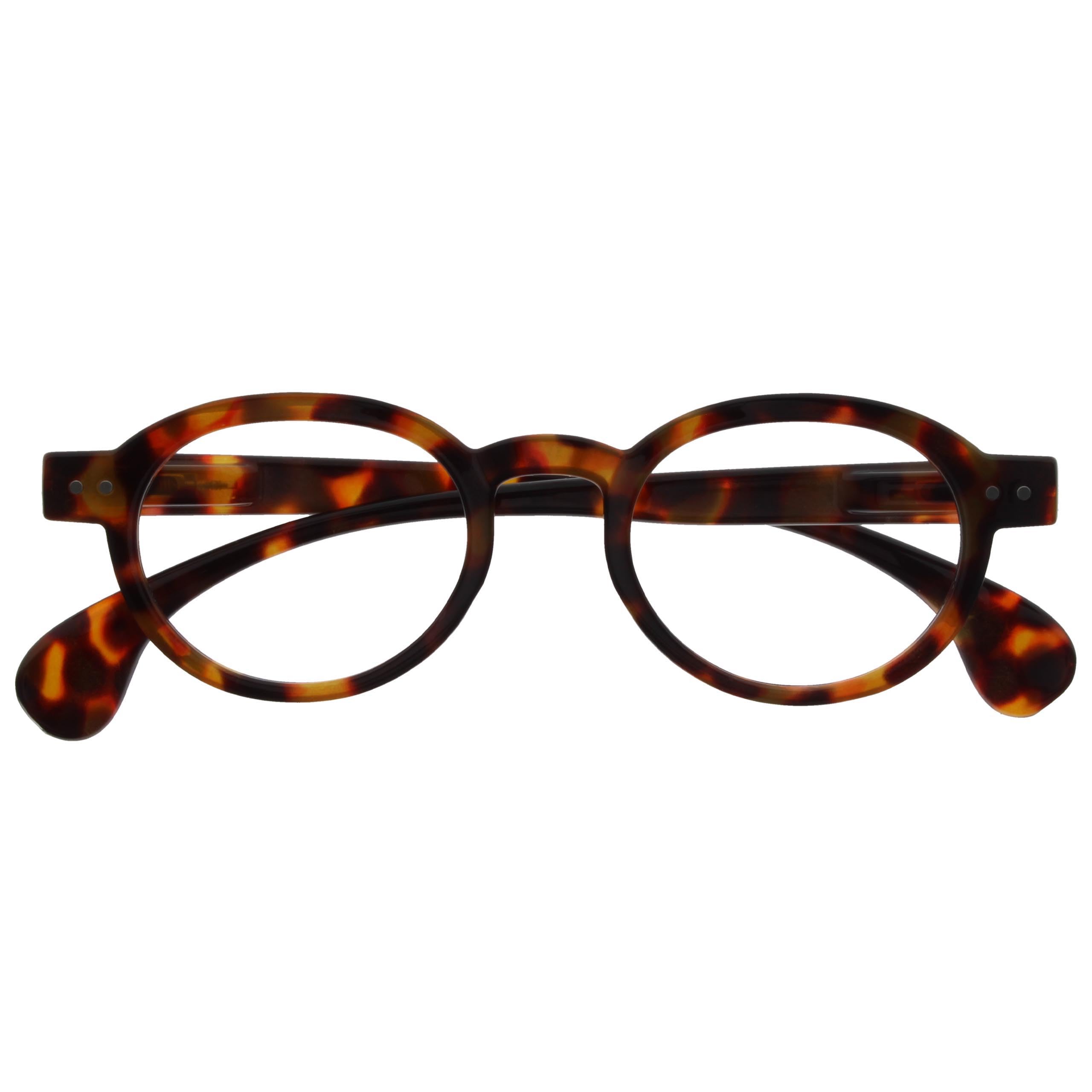 OPULIZE OCA Reading Glasses - Modern Retro Round Frame - Bright Brown Turtle - M
