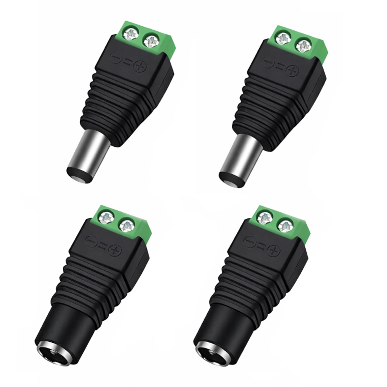 California JOS 2 Male + 2 Female 12 V 2.1x5.5mm DC Power Jack Plug Adapter Barre