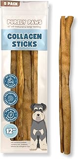 Natural Beef Collagen Sticks for Dogs – Long-Lasting Rawhide-Free Dog Chews – High Protein Treat with Glucosamine & Chondroitin – Canadian Company (12", 5 Count)