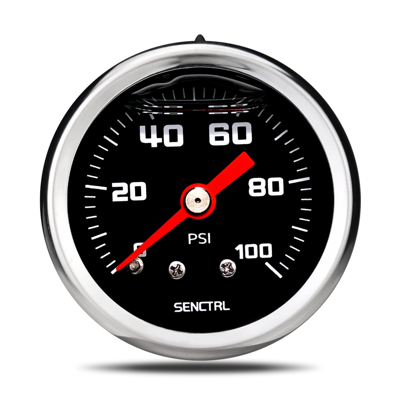 SENCTRL 0-100 Psi Fuel Pressure Gauge, 1/8" NPT Back Mount, Black Dial | 1-