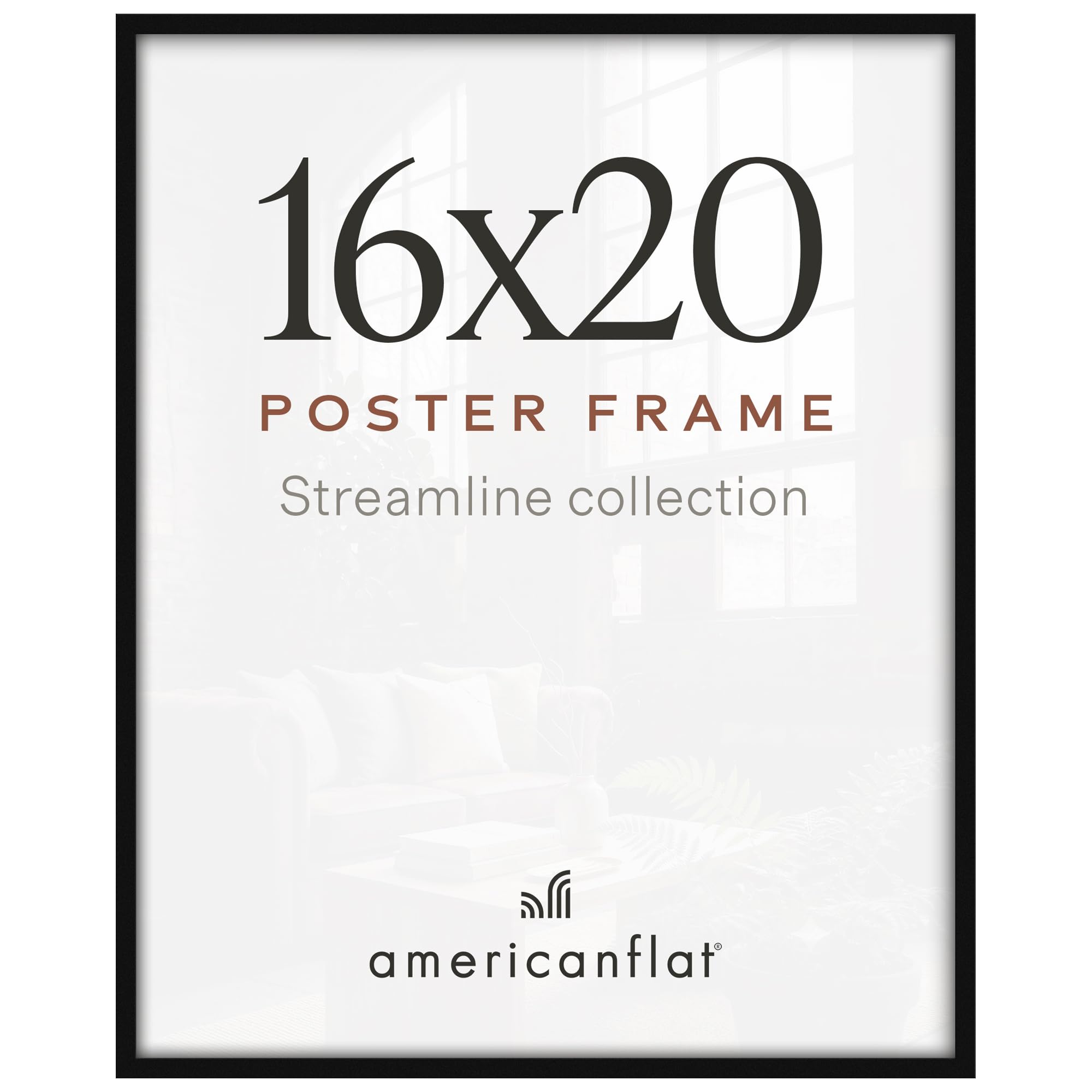 Americanflat 16x20 Poster Frame - Slim Molding - Black | Polished plexiglass fro