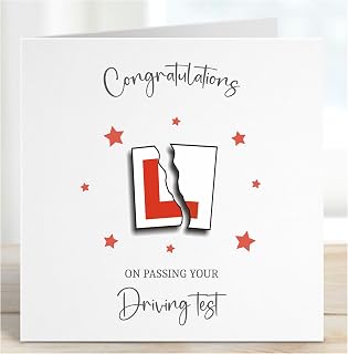 Congratulations Driving Test Card, Well Done Passing Exam, Red L Plates,