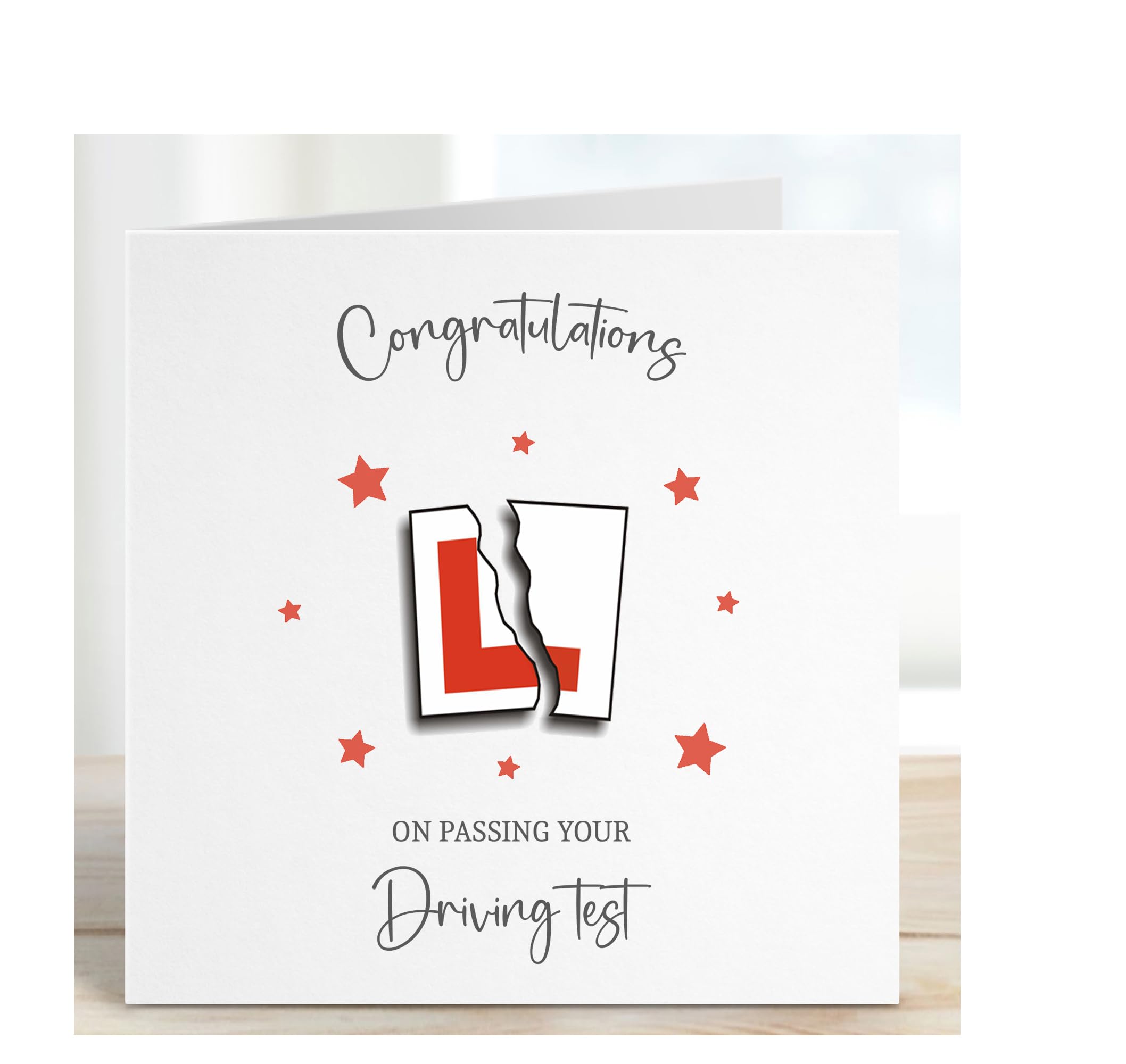 Congratulations Driving Test Card, Well Done Passing Exam, Red L Plates,