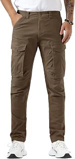 Plaid&Plain Men's Cargo Pants Slim Fit with Articulated Knees