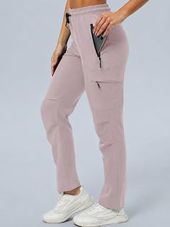 Womens Cargo Pants Water Resistant Quick Dry Travel Camping Work Trousers Zip Pockets
