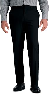 J.M. Haggar Men's Solid Gab 4-Way Stretch Straight Fit Flat Front Dress Pants