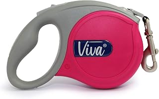 Ancol Small Bite Retractable Lead Raspberry Comfortable Stylish Design for Puppies and Small Dogs - Soft Grip Handle - 5m / Large