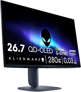 Alienware 27 Gaming Monitor - AW2725D, QHD (2560x1440), 280Hz, QD OLED | 0.03ms, NVIDIA G-SYNC Compatible, AMD FreeSync Premium Pro, HDR TrueBlack 400, USB-C, DisplayPort, 2 HDMI, 3 Year Warranty