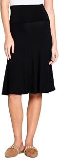 Popana Women's Casual Knee Length A-Line Stretch Midi Skirt Plus Size Made in USA