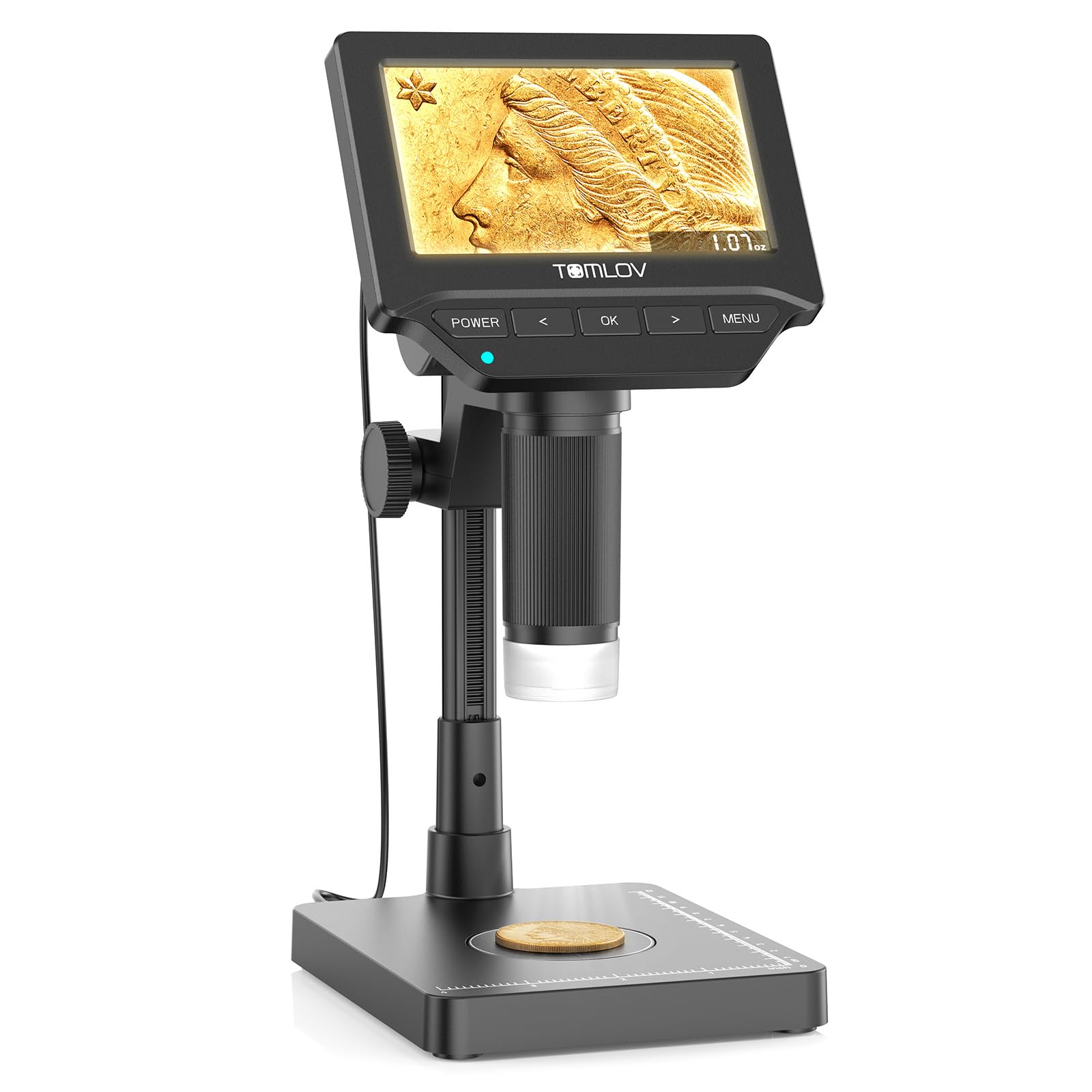 TOMLOV DM4W Microscope with Weighing Scale: 4.3" Digital Coin Magnifier | Error 