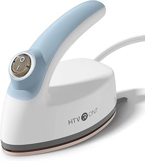 HTVRONT Mini Iron for Crafts - Small Iron Craft Iron for Perler Beads, Hats | Quick & Even Heat, 1.5m One-Piece Cord, Stable Temperature Control, Curve-shaped Tip for HTV, Sewing, Patches