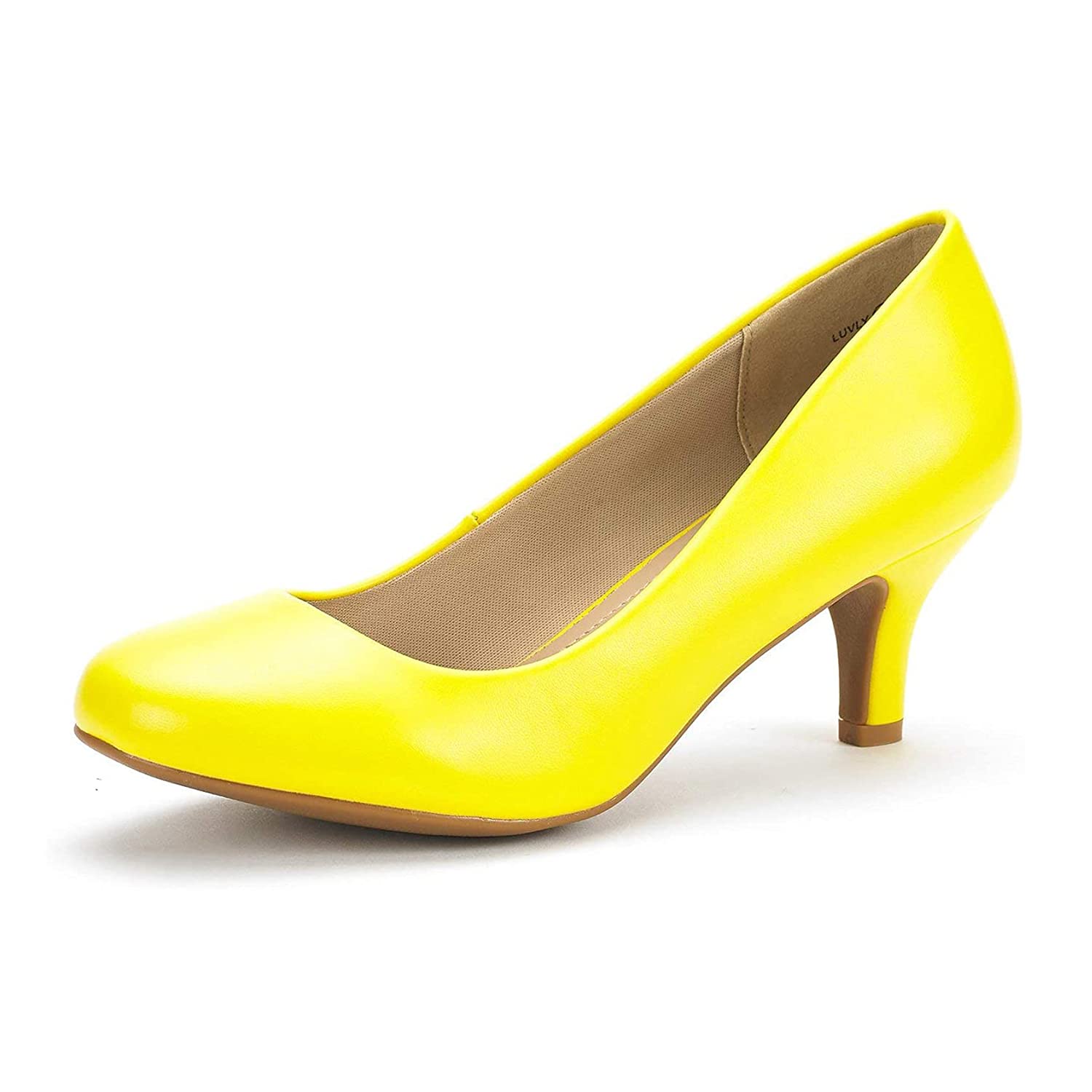 DREAM PAIRS LUVLY Women's Classic Heel Shoes PU Comfortable Pumps
