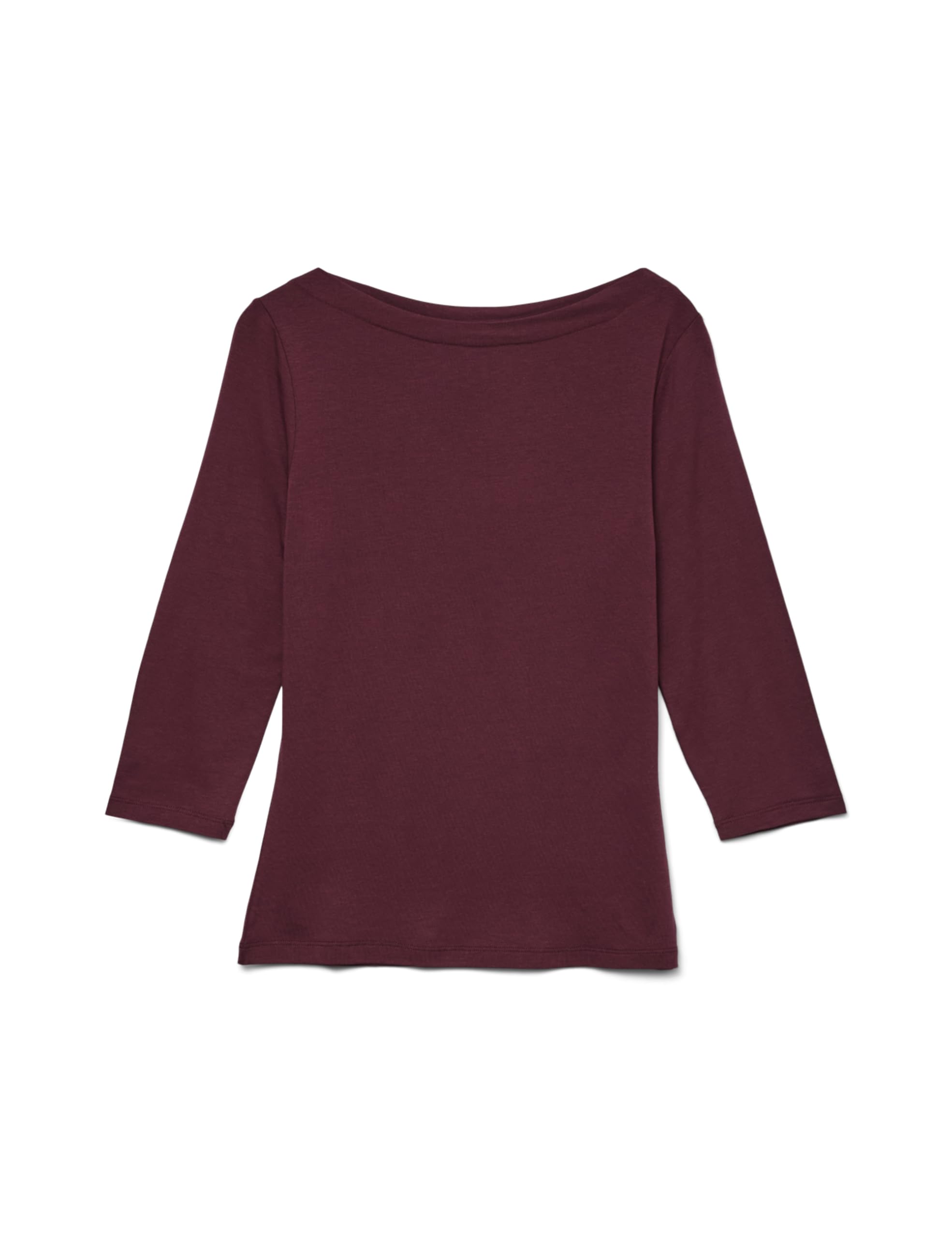 VERO MODA VMPANDA Women's Basic Boat Neck 3/4 Sleeve Stretch Top Slim Fit Long S
