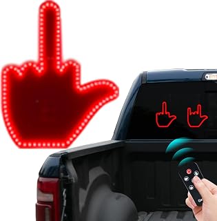 Keepdone Middle Finger Car Light - Glo Hand Gesture Light for Car,Light Up Middle Finger for Cars Window, Led Hand Gesture with Remote,Road Rage Hand Led Sign, Fun Truck Accessories