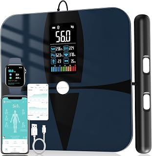 Lepulse Smart Scale for Body Weight 8 Electrode, Weighing Body Fat Scale BMI Large Display, Digital Scale Balance Poids, High Accurate 20 Body Composition Scale with Report, Bluetooth, Black, 400lb