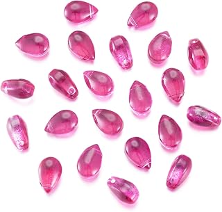200pcs Crystal Water Drop Beads Dark Pink Crystal Clear Loose Beads for DIY Earring Jewelry Costume Embellishments 9x6x5mm