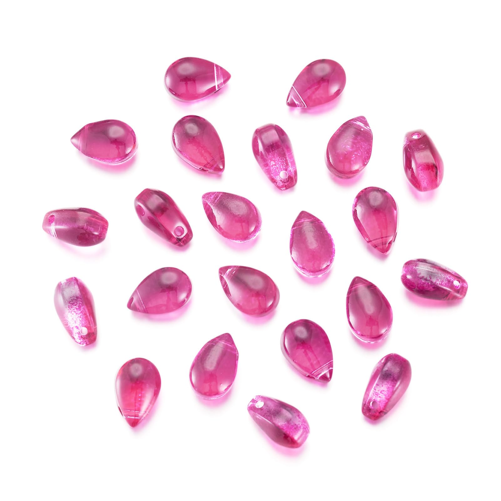200pcs Crystal Water Drop Beads Dark Pink Crystal Clear Loose Beads for DIY Earr