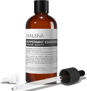 MUNUSNA Peppermint Essential Oil 100ml, Pure Natural Oil for Diffusers | Peppermint Oil with Fresh Cool Herbal Aroma, Steam Distilled for Candle Making, Soaps, Massage Blends and DIY Projects